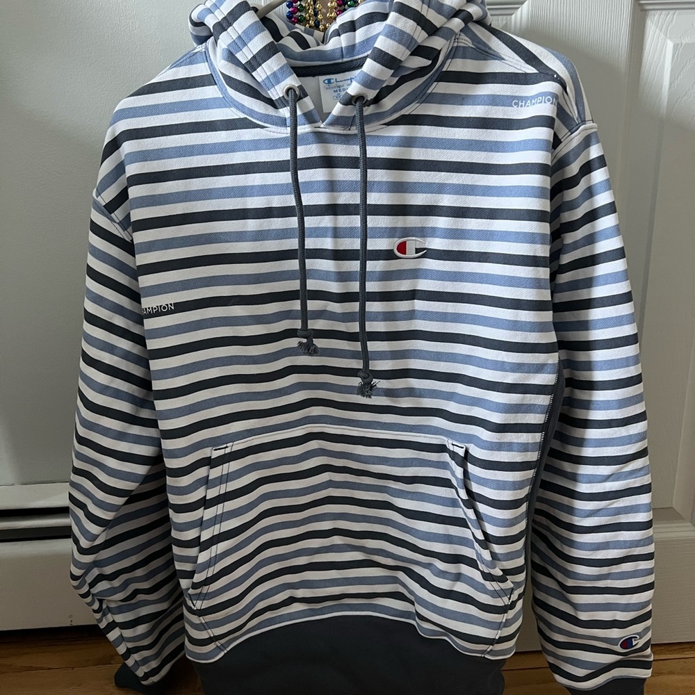 Champion Reverse Weave Striped Oversized Hoodie size medium